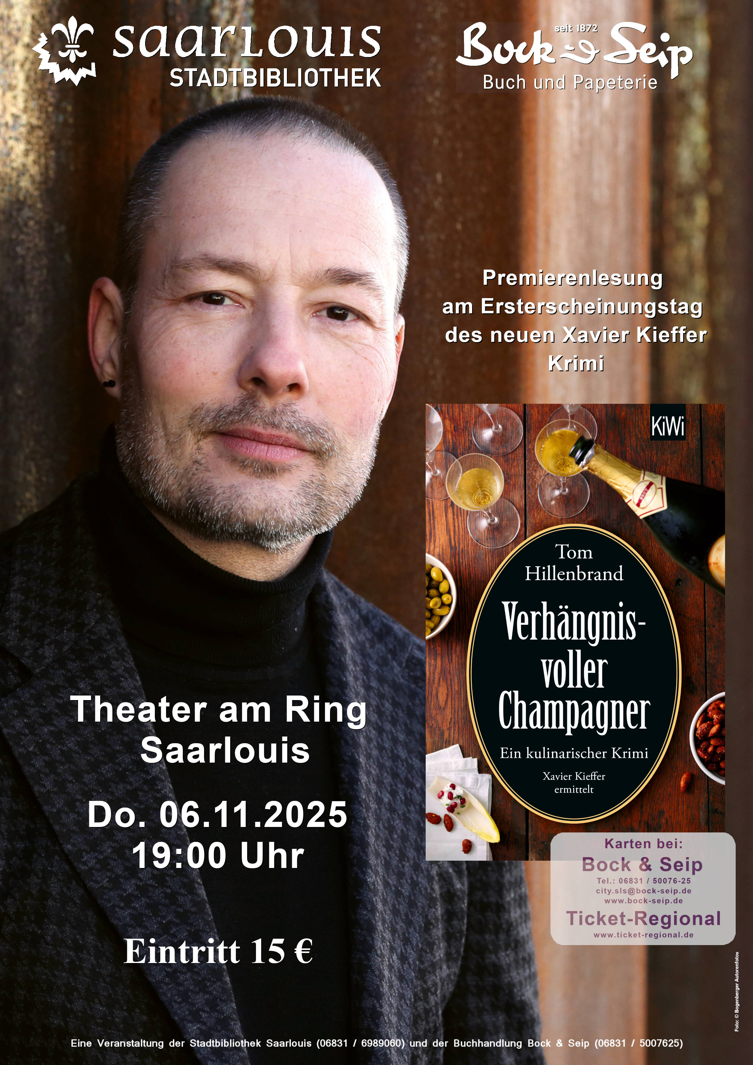 „Verhängnisvoller Champagner“ - Premieren-Lesung mit Tom Hillenbrand  (1) 06.11.2025
