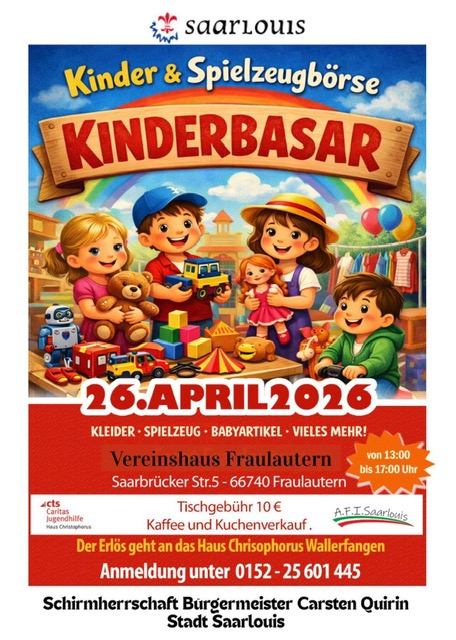 🎉 Kinderbasar in Fraulautern 🎉 26.04.2026