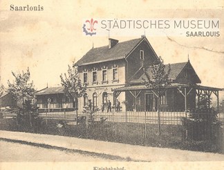 „Bahnhof ‚Saarlouis‘ in Saarlouis“, Postkarte, um 1910