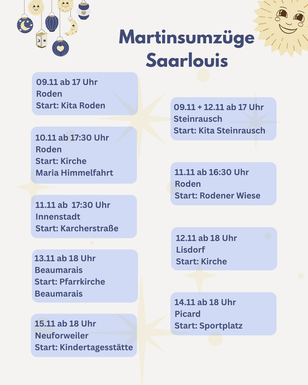 Martinsumzüge im Stadtgebiet Saarlouis